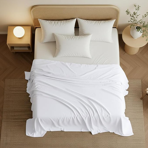 Soft Microfiber Fabric - Shrink Resistant Cream Bed Sheet