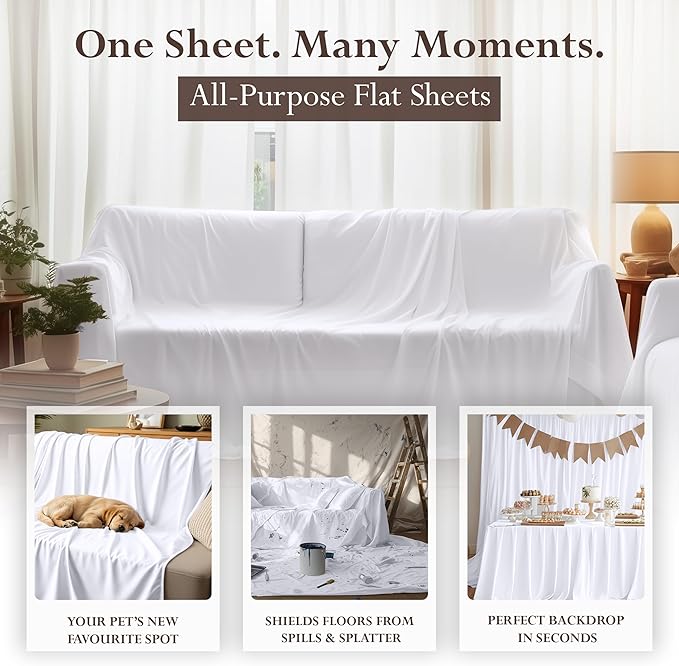 Soft Microfiber Fabric - Shrink Resistant Cream Bed Sheet