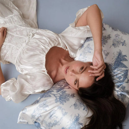 Kitsch Satin Pillowcase in Garden Toile